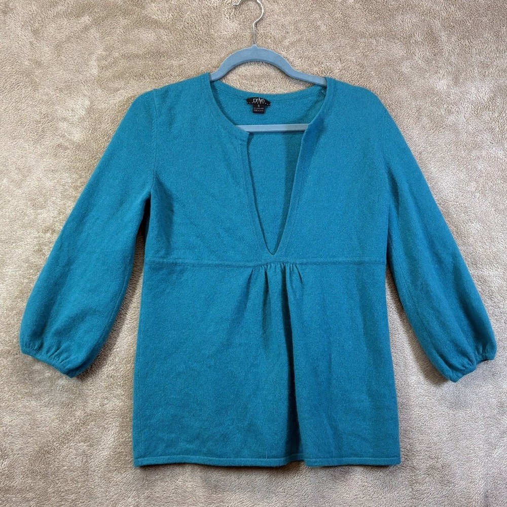 Prive Cashmere Babydoll V‎ Neck Sweater Women's Size S 100% Cashmere EUC